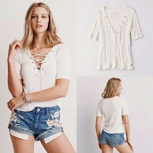 American Eagle Lace Up Shirt Small